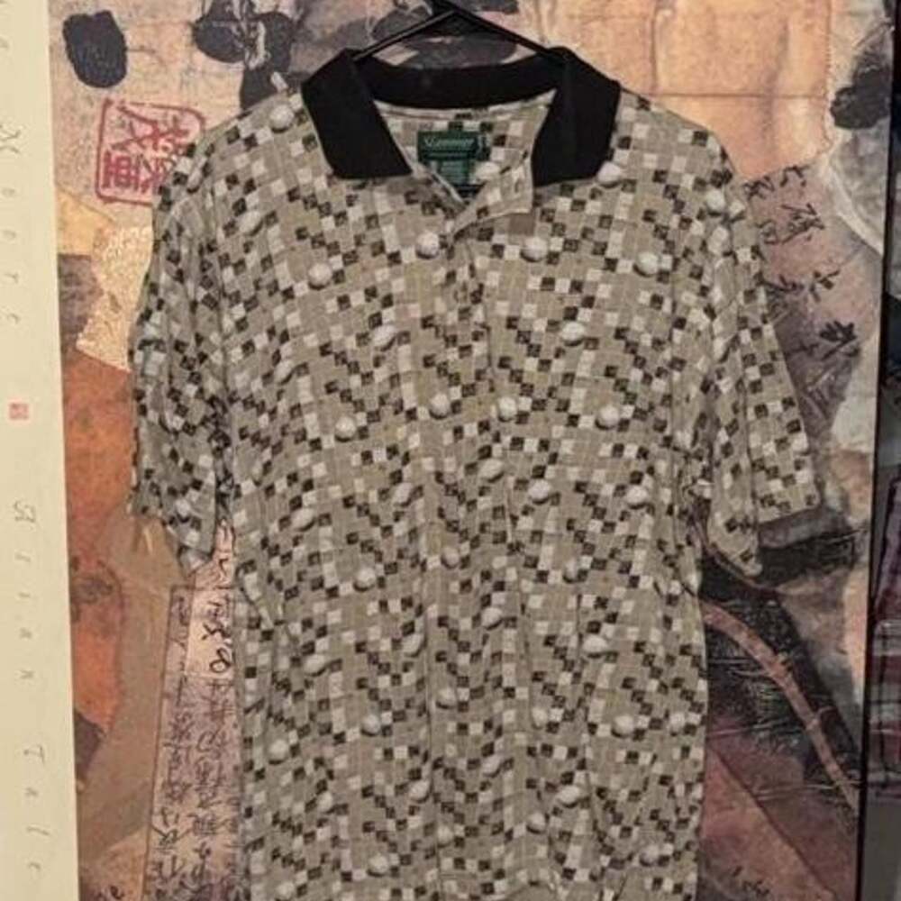 Slammer Munsingwear Vintage Geometric Pattern Polo Shirt Medium